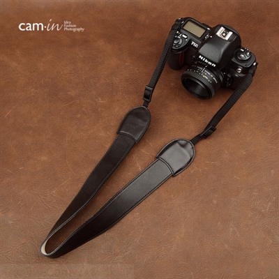 Cam-In Läderrem Classic bred svart CAM2260