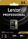 Lexar Pro 1800x SDXC U3 (V60) UHS-II R270/W180 64GB